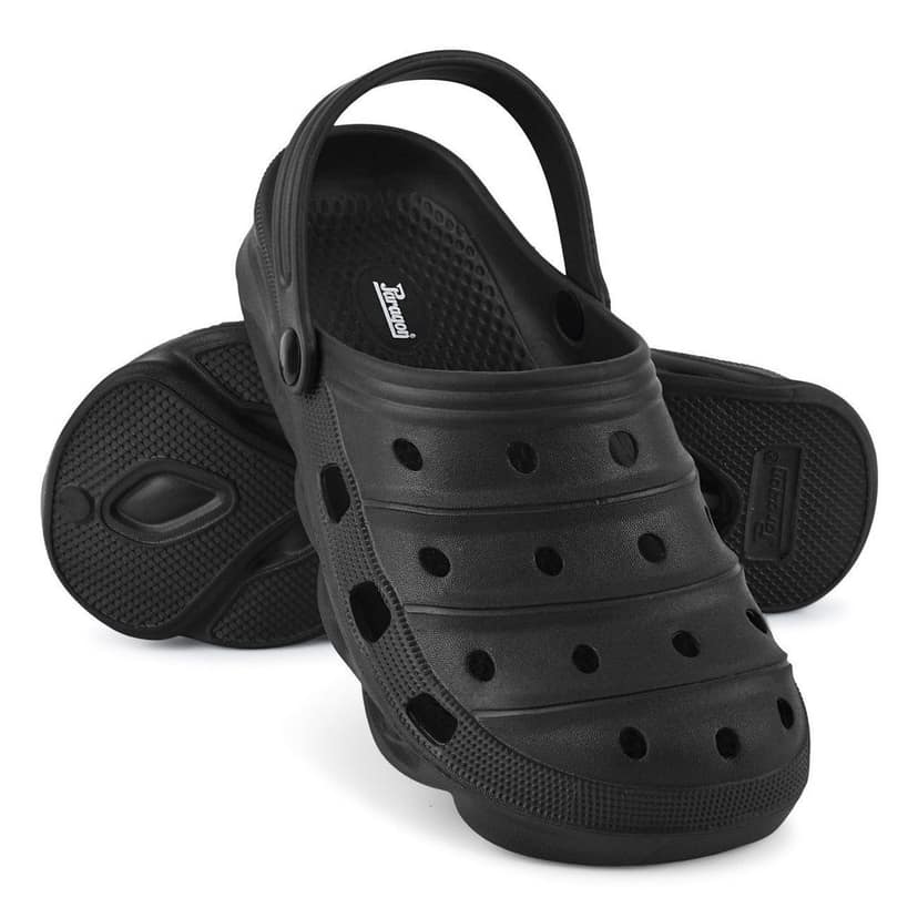 Paragon Black Ultra-Comfortable Self-Design Clogs for Men view 6