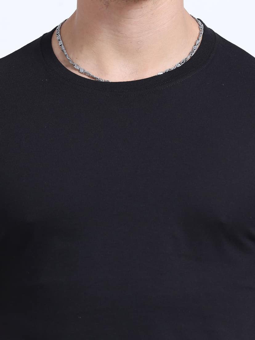 Cotton T-Shirt | Ultrafine Single Jersey | 180 GSM | Biowashed | Eco-Friendly | 100% cotton | Plain tshirt | Black Colour | Size - S (38 Chest / 26 length ) view 6