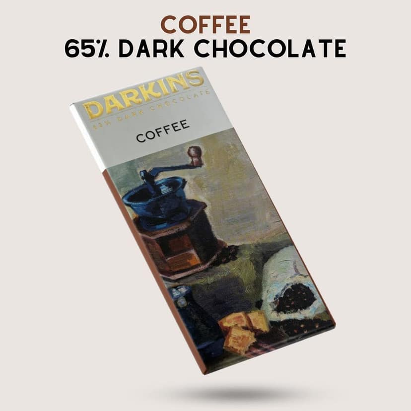 Darkins Dark Chocolate | 70% Chocolate Single Origin | 65% Chocolate With Coffee | Gluten-free | Hand Crafted Chocolate | Unrefined Cane Sugar | Natural Chocolates Bar | Pack Of 2 view 3