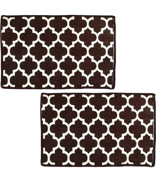 FURNISHING HUT - Anti-skid Polyester Door Mat ( 60 X 40 cm ) Set of 2 - Gray