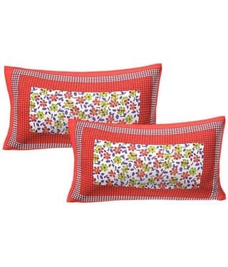 AJ Home Pack of 2 Cotton Red Pillow Cover (17 X 27 Inch)