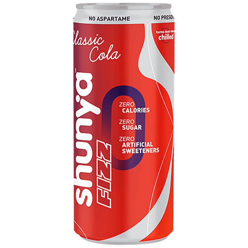 Shunya Fizz Classic Cola - Guilt-Free Soft Drink With Zero Sugar & No Preservatives, 300 Ml Can view 2