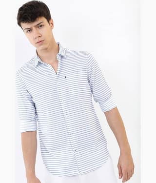 Highlander 100% Cotton Slim Fit Striped Full Sleeves Men's Casual Shirt - Multicolor ( Pack of 1 )