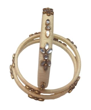 Silk Thread Bangles For Women (Cream)