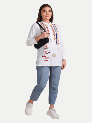 White Geometry Shirt