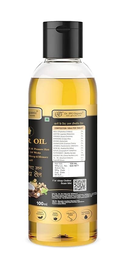 Dr. JPG Organic Herbals hair oil For hair growth, Prevent Hair Fall 100ml. view 3