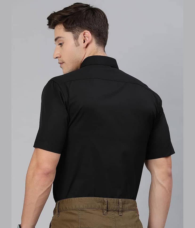 IVOC Men Black Comfort Fit Solid Smart Formal Shirt view 4