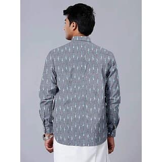 OMSAIFAB Men Printed Casual Silver Shirt view 2
