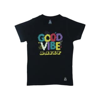 KUCHU Kids’ Unisex T-Shirt (Black) “Good Vibes” Digital Print | Soft Cotton-Modal Blend | Breathable, Comfortable & Durable Casual Wear for Boys & Girls