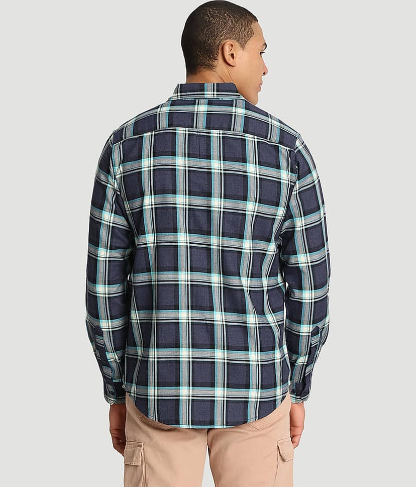 IVOC 100% Cotton Regular Fit Checks Full Sleeves Men's Casual Shirt - Blue ( Pack of 1 ) view 5