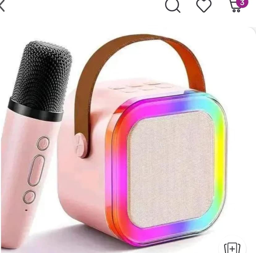 Wireless Bluetooth Karaoke Microphone and Speaker Set, Pink, Portable Design with LED Rainbow Lights, USB Rechargeable view 5