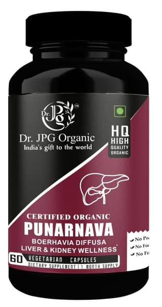 Dr JPG Organic Herbals Punarnava Capsules | Boerhavia Diffusa | For Liver & Urinary Wellness 60 Veg.Capsules | | INDIA ORGANIC Certified