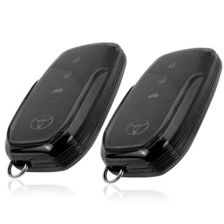 JVCV 2 Pack Soft TPU Transparent Cover Compatible with Toyota Fortuner Camry Vellfire Hilux Innova Crysta Fortuner Legender Innova HyCross Land Cruiser 2B/3B Smart Key (Transparent Black) JVCV 2 Pack Soft TPU Transparent Cover Compatible with Toyota Fort