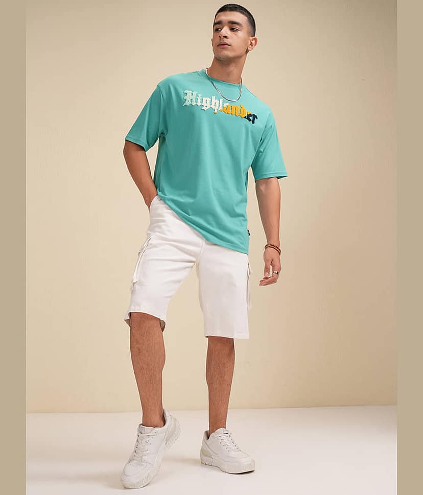 Highlander Men Cotton Blend Relaxed Fit Printed T-Shirt ( Green ) view 2