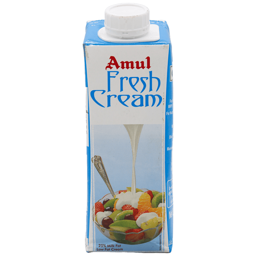 Amul Fresh Cream - 25% Milk Fat Low Fat, 250 Ml