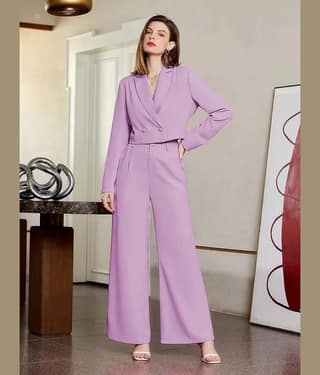 kotty Women Top With Trousers Co-Ord Set ( Purple )