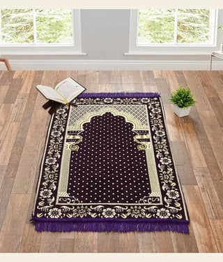 FURNISHING HUT Purple Single Regular Velvet Prayer Mat ( 106 X 68 cm )