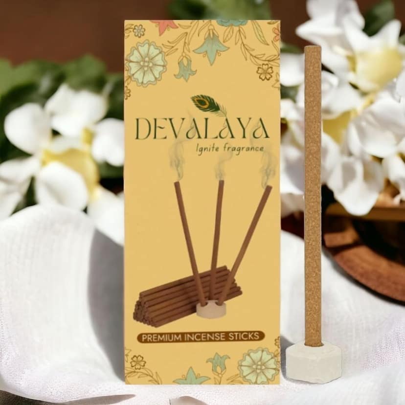 Devalaya Incense Sticks, Bambooless Dhoop Sticks, Agarbatti for Pooja, 100% Charcoal-Free, 4-inch Length with Ceramic Strand (Arabian Mogra/Mystic Champa, Pack of 2 (40 Sticks)) view 2