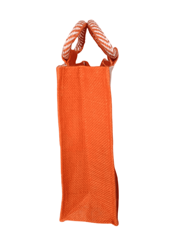 Handcrafted Orange Jute Tote Bag with Warli Painting - Eco-Friendly and Reusable Shopping Bag (Medium) view 2