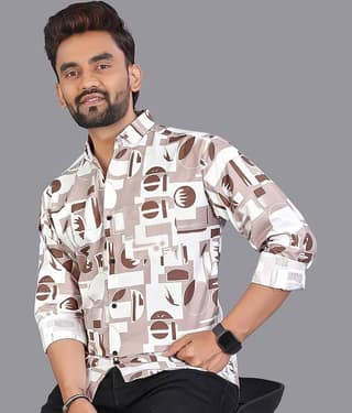 adwynpeter 100% Cotton Regular Fit Printed Full Sleeves Men's Casual Shirt - Multicolor 8 ( Pack of 1 )