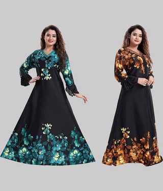PURSA Green,Red,Mustard Satin Women's Nightwear Nighty & Night Gowns ( Pack of 3 )