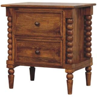 Spindle Leg Amber Oak Nightstand