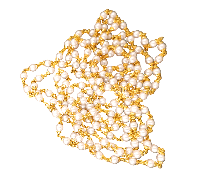 Elegant Gold Plated Pearl Chain Necklace for Women view 3