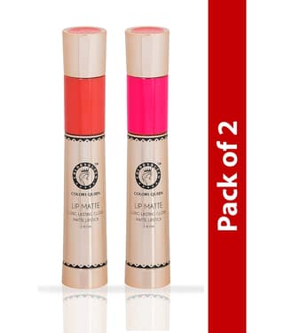 Colors Queen 2 In 1 Long Lasting Matte Lipstick (Orange & Very Pink) Multi Pack of 2 16 g