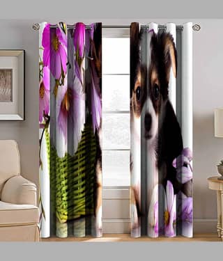 BELLA TRUE Printed Semi-Transparent Curtain 5 ft Pack of 2 Multicolor