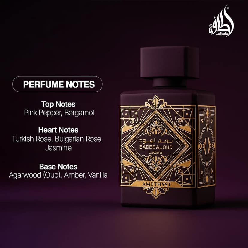 Lattafa Bade’e Al Oud Amethyst – 100 ml Unisex Eau de Parfum | Rich Floral & Woody Arabian Scent view 3