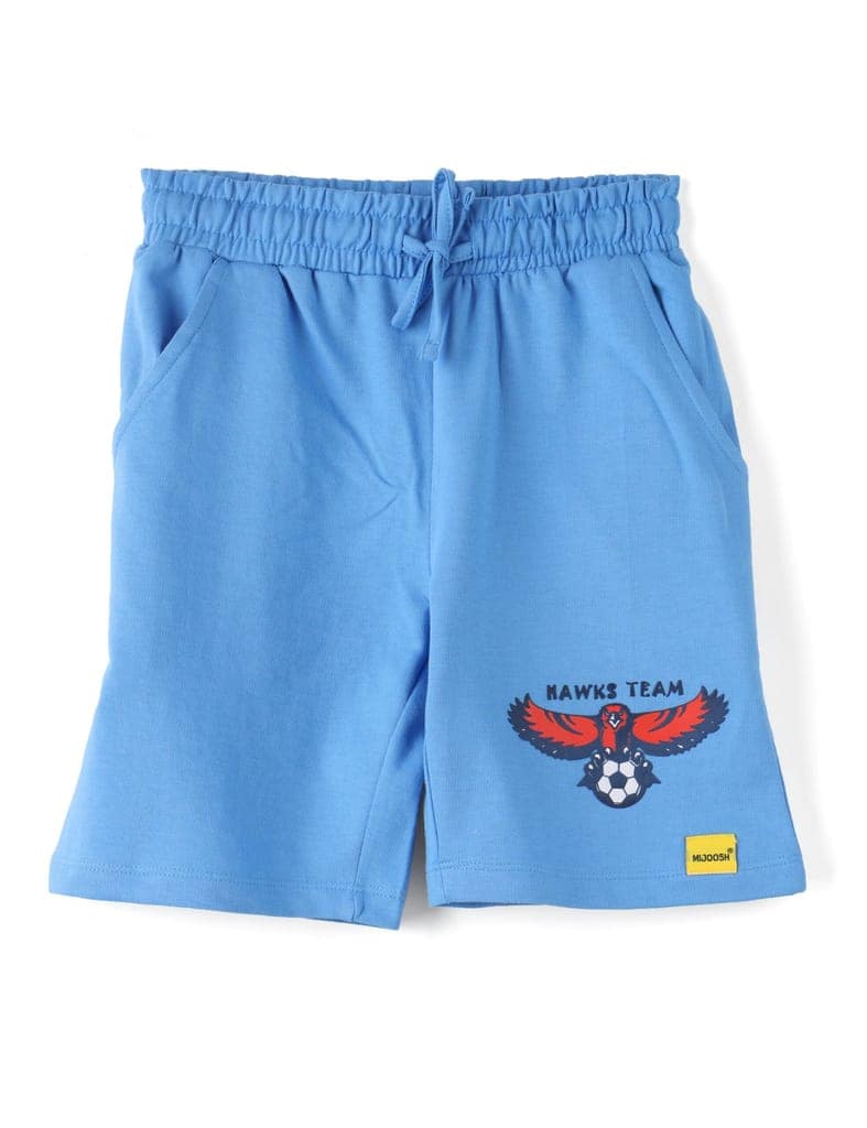 Boys Shorts Cotton French Terry All Aboard Blue Hawks Eagle