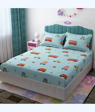Kraftiq Homes Microfiber 1 Double Bedsheet with 2 Pillow Covers ( Blue )