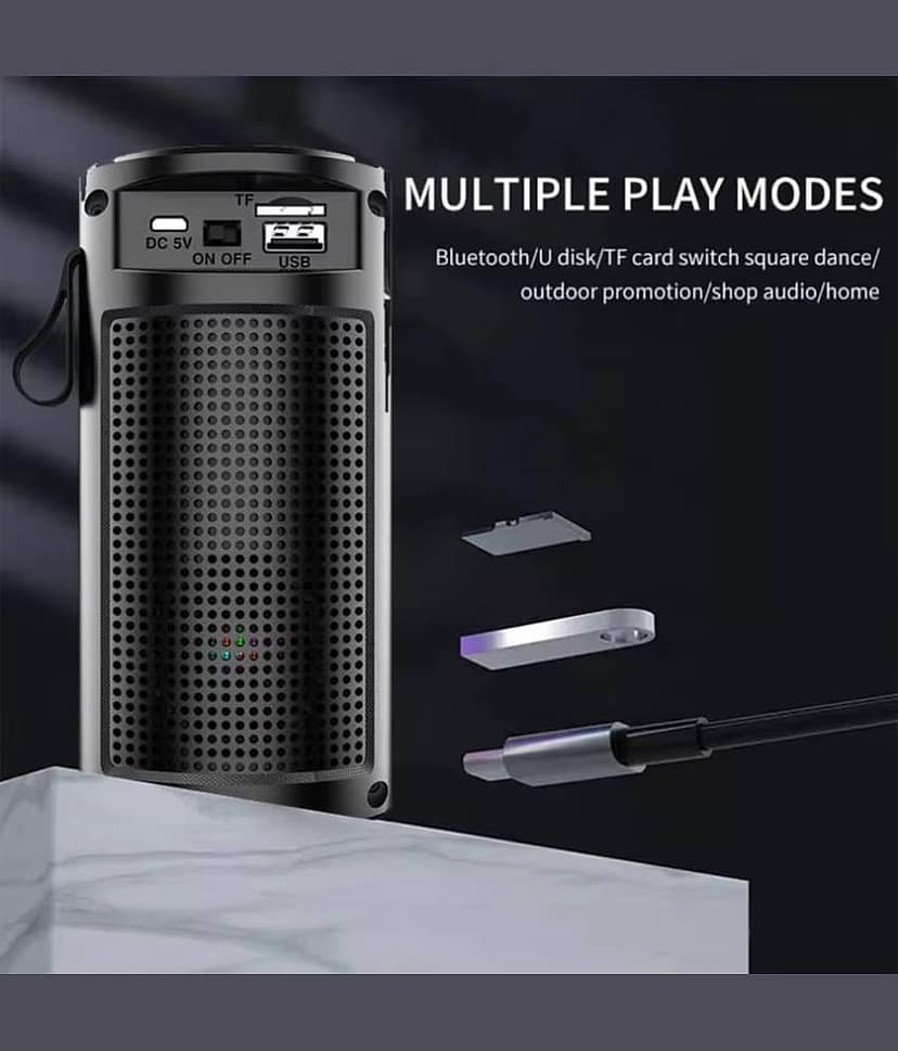 VEhop 1201 RGB 10 W Bluetooth Speaker Bluetooth V 5.1 with USB,SD card Slot,Aux Playback Time 6 hrs Black view 2