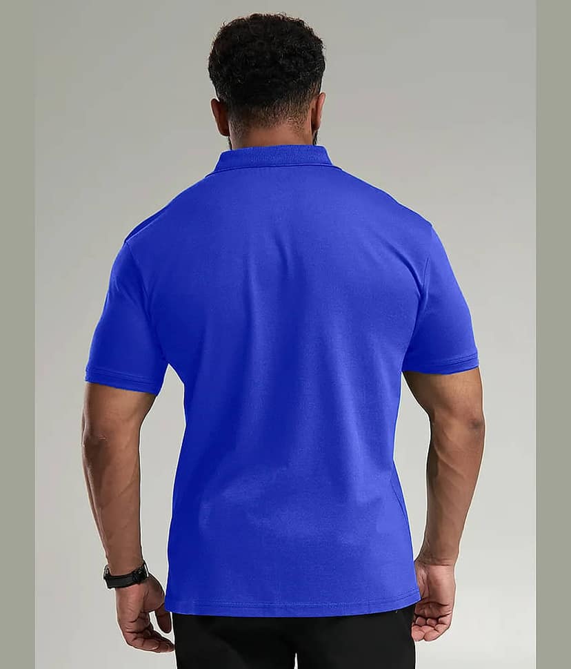 Leotude Men Cotton Blend Regular Fit Colorblock Polo T Shirt ( Blue ) view 2