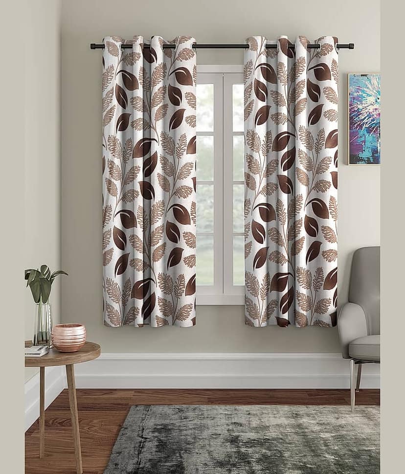 Cortina - Nature Printed Room Darkening Eyelet Curtain-5 Ft-pack of 2