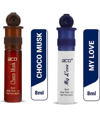 aco perfumes choco Musk & My love Concentrated Attar Roll On 8ml COMBO SET