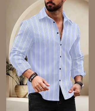 Nofilter Cotton Blend Regular Fit Striped Full Sleeves Men's Casual Shirt - Purple ( Pack of 1 )
