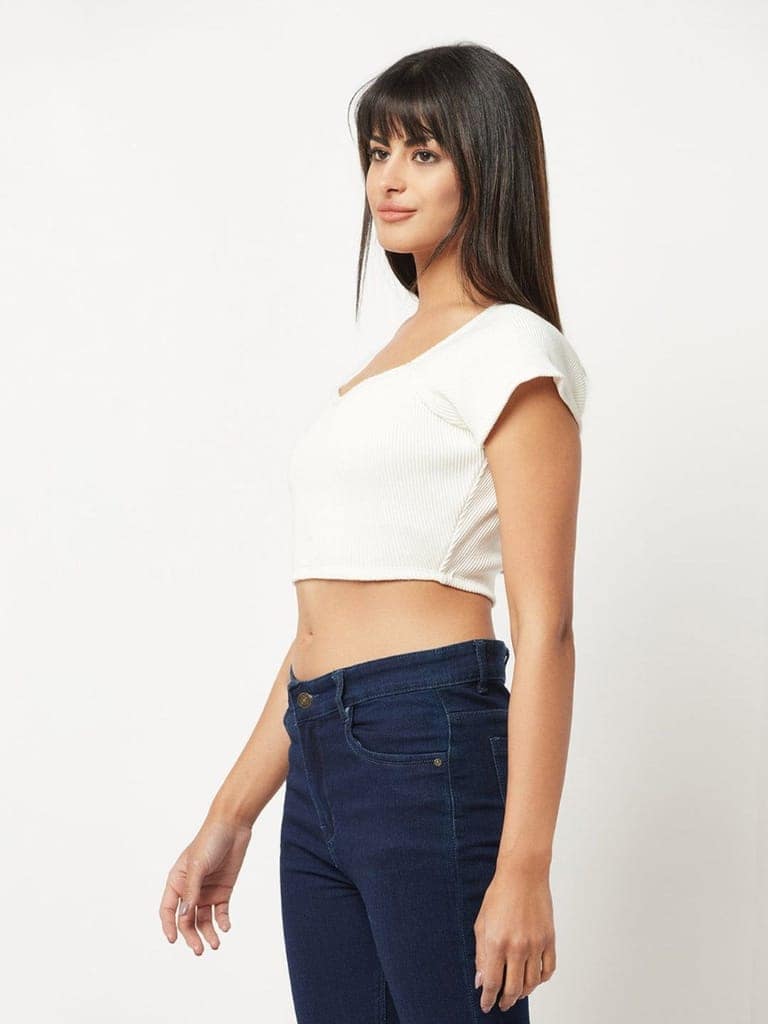 White Sweetheart Crop-Top view 3