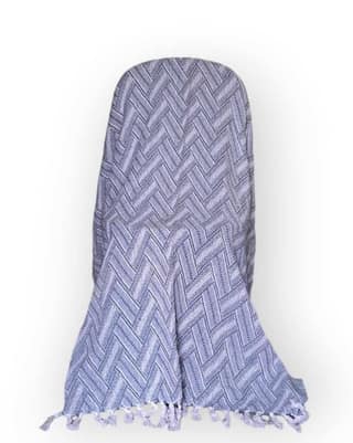 Recycled Cotton Throw Blanket with Herringbone Weave and Tassels – Greyish White, 50" x 60"