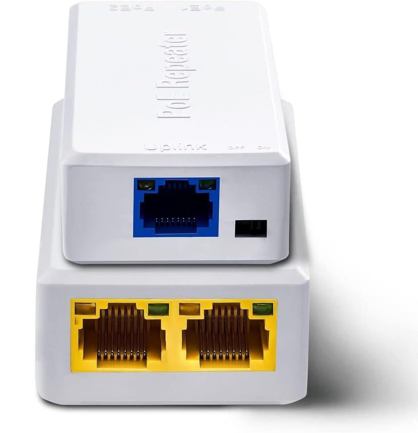 POE Repeater 10/100Mbps – 1 to 2 Port POE Extender for IP Cameras, Networking Device Supporting 2 Cameras up to 100M, No External Power Required view 2