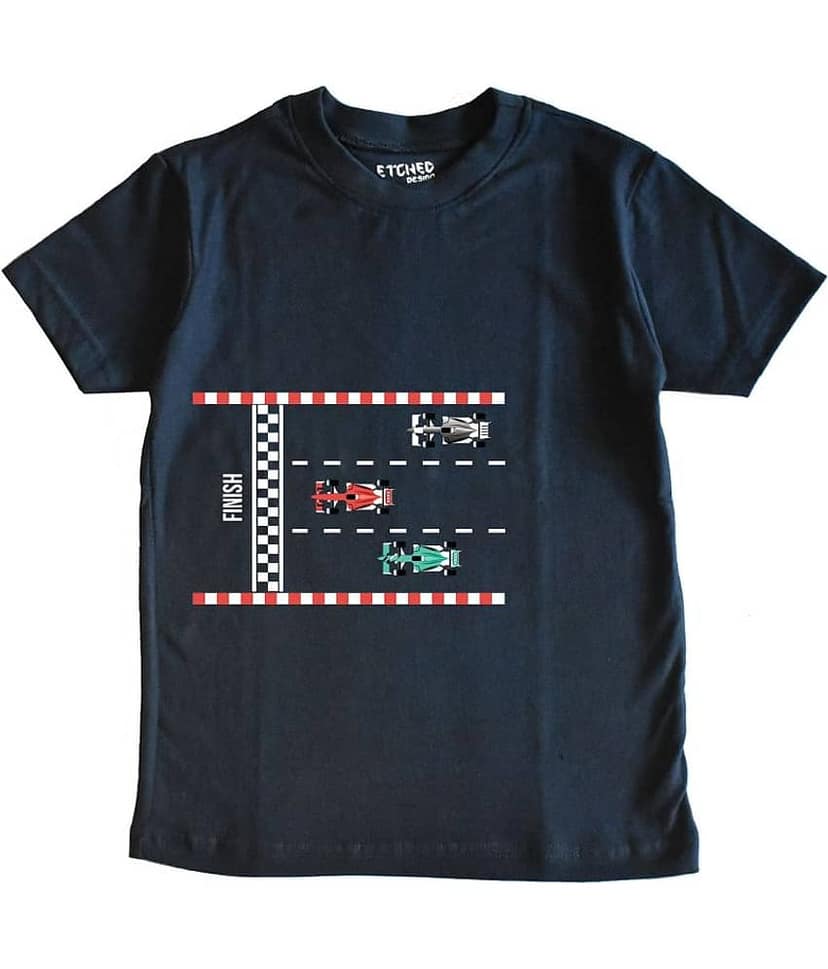 ETCHED DESIGN Pack of 1 Boys Cotton T-Shirt ( Navy Blue )