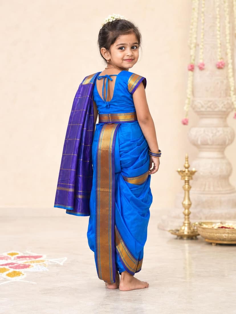 Mom and Me Nauvari Saree - Traditional Maharashtrian Wear for Kids view 2