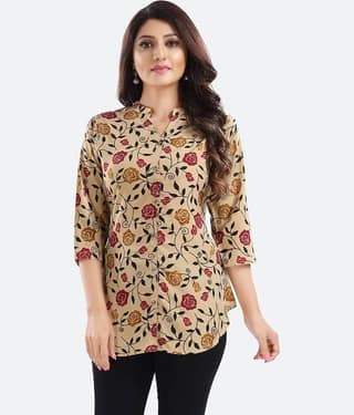 Meher Impex Women's Crepe Regular Top ( Grey )