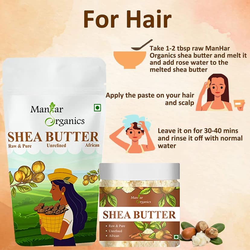 ManHar Organics African Raw Shea Butter 1KG Unrefined Organic for Stretch Marks, Face Moisturiser, Hair Lotion, Lip Balms (Shea Butter, 1KG) view 5