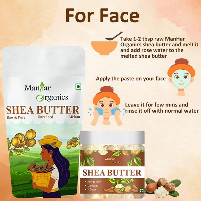 ManHar Organics African Raw Shea Butter 1KG Unrefined Organic for Stretch Marks, Face Moisturiser, Hair Lotion, Lip Balms (Shea Butter, 1KG) view 6