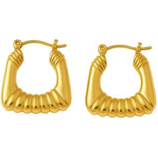 kimti 18K Gold Plated Pave Thick Hoop Anti Tarnish Earring