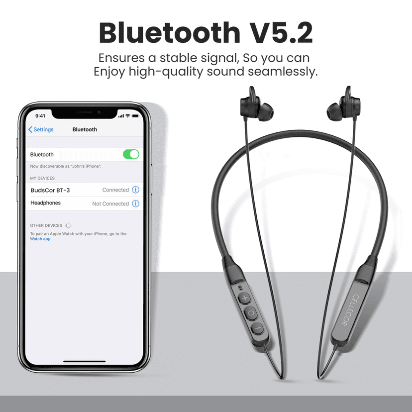 Cellecor Wireless Waterproof Neckband with 25 Hrs playtime Headphone Bluetooth - Grey view 5