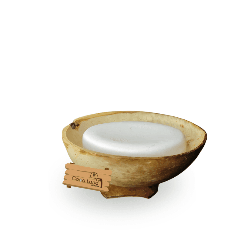 CocoLand Coconut Shell Soap Dish With base / Coconut Oil Polished