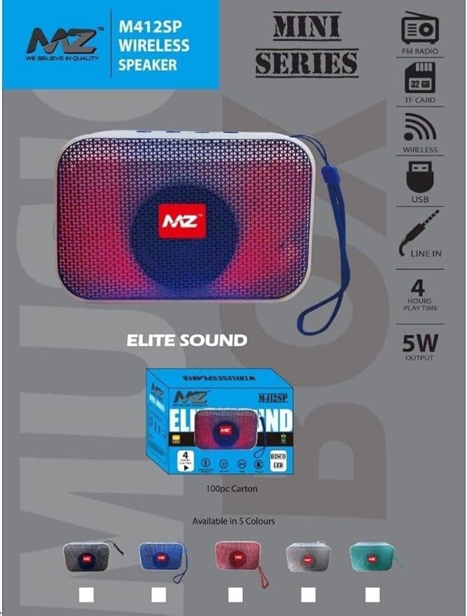 Mz M412spWireless Speaker (Portable Bluetooth Speaker) Mini Speaker Dynamic Thunder Sound with High Bass 5w Multicolor view 3