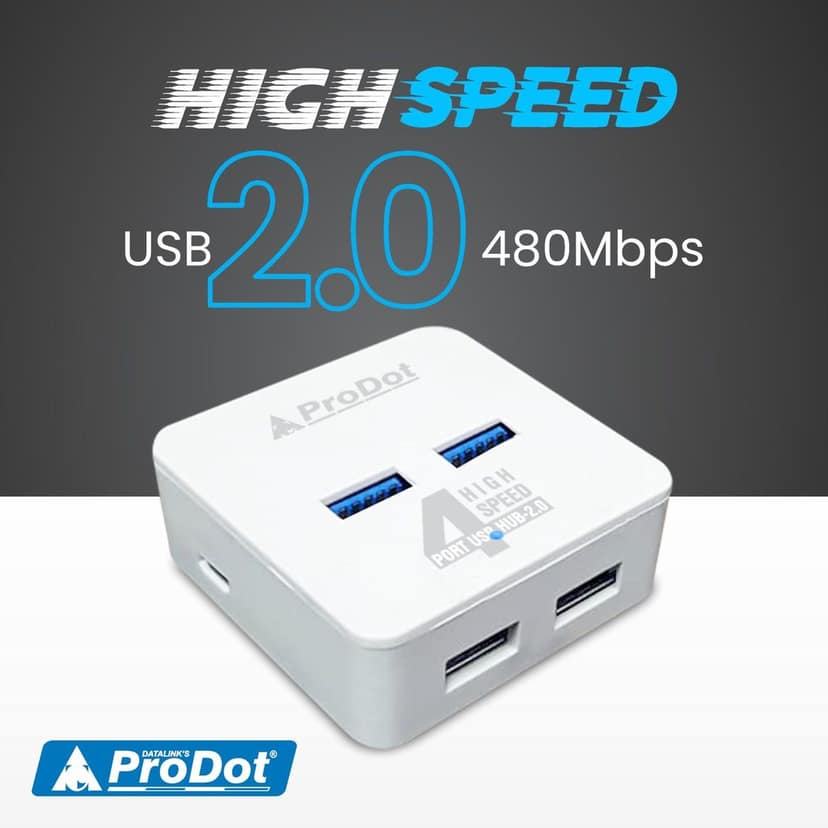 ProDot 4 Port USB 2.0 Hub with Hi-Speed Data Transfer, LED Indication & Micro USB Port for Additional Power view 3